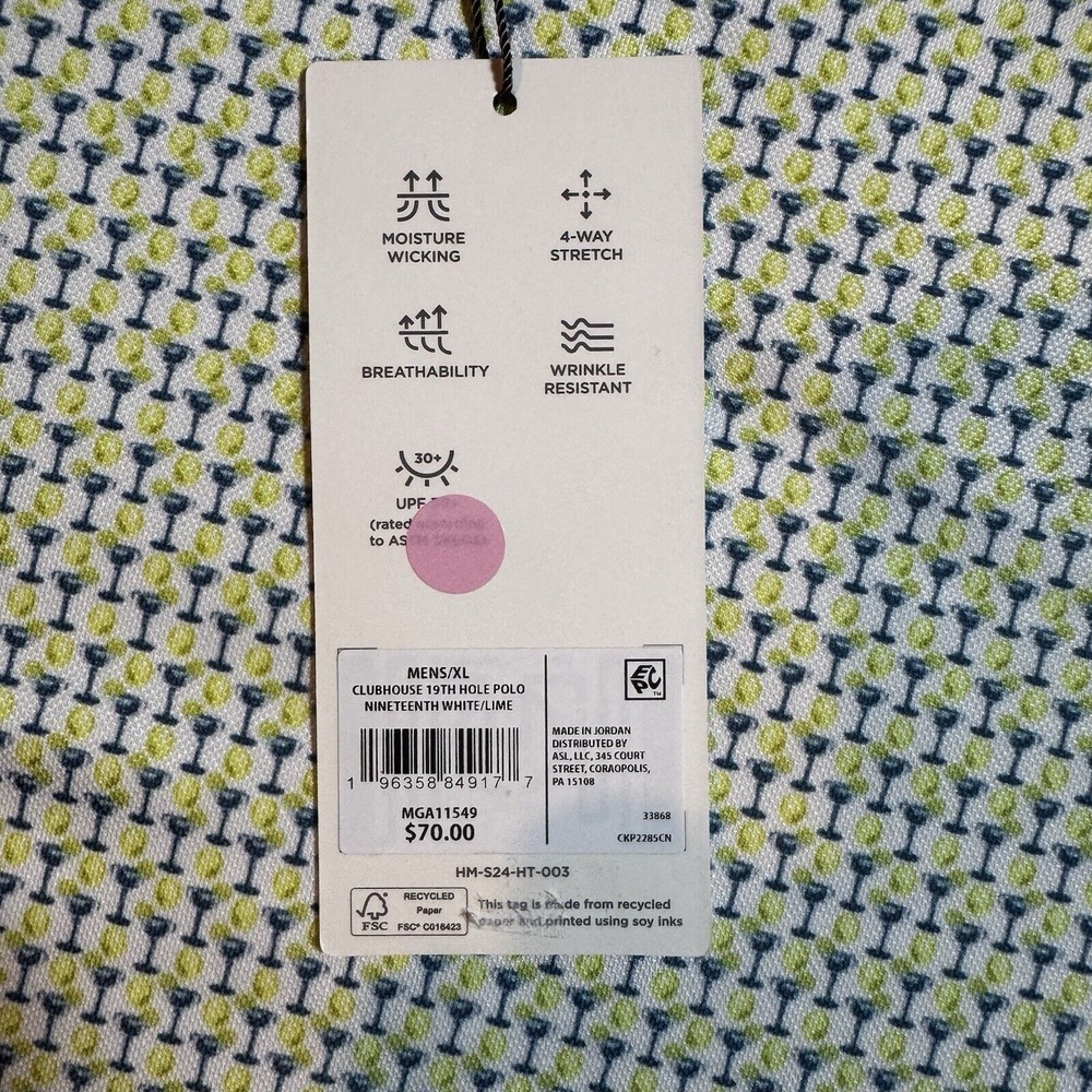Walter Hagen Clubhouse Golf Polo Moisture Wicking Stretch White Lime XL - Picture 3 of 5
